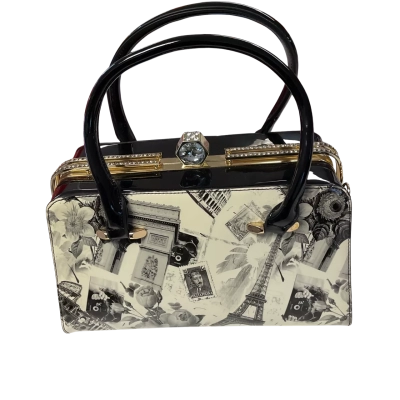  Hearts and Roses London  Handbag Black  / Pattern / White 