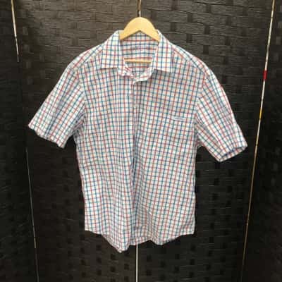 R.M. Williams Mens  Size XXL Short Sleeve Shirt Blue / Red / White 