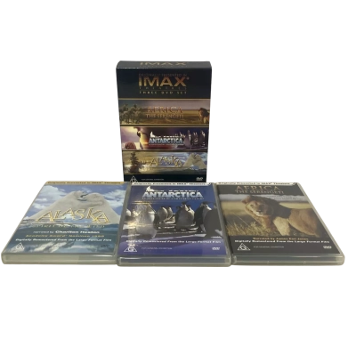IMAX Theatres Three DVD Set Africa Antartica Alaska DVD Box Set VGC