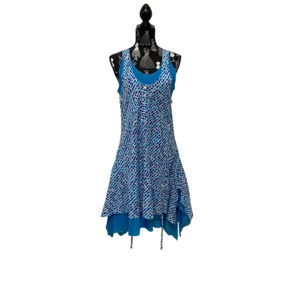 Om Shantipi  Womens  Size L Midi Dress Blue / Pattern BNWT