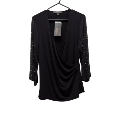 Liz Jordan Womens  Size 14 Long Sleeve Top Black  / Silver 