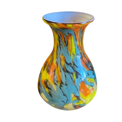 Hand-Blown Multicolored Glass Vase