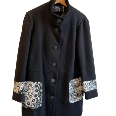 “Desigual” Womens  Jacket - over knee length - Size 46 Black  / White 