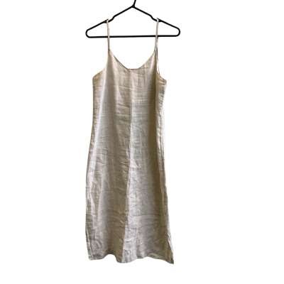 Assembly Label Women's Size 6 Linen Midi Dress Oatmeal 