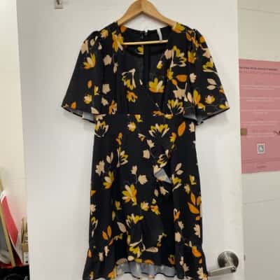 Cooper St Womens  Size 12 Short Sleeve Dress  Black  / Floral 