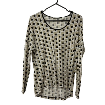 Women’s Country Road  Size M Long Sleeve Top Beige / Black  / Gold / Pattern / White 
