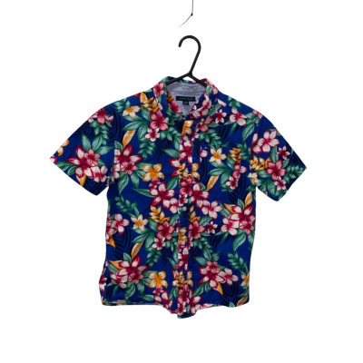 Kids Tommy Hilfiger Blue Flower Button Up Shirt Size L Or 12 / 14