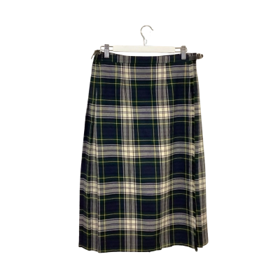 Vintage Pure Wool Scottish Clanwear Tartan Kilt Skirt Made in Scotland Size UK16