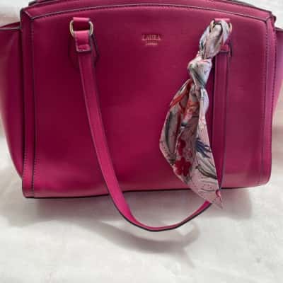 Laura Jones Women's Magenta with Floral Scarf Detail Tote Bag Other 