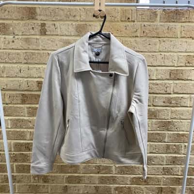 W. Lane Womens sand knit biker jacket Size 14 