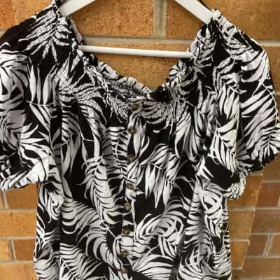 Katies Womens  Size L Smocked off shoulder Top 