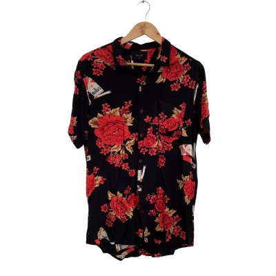 Rollas Mens  Size M Short Sleeve Shirt Black  / Orange / Red / White 