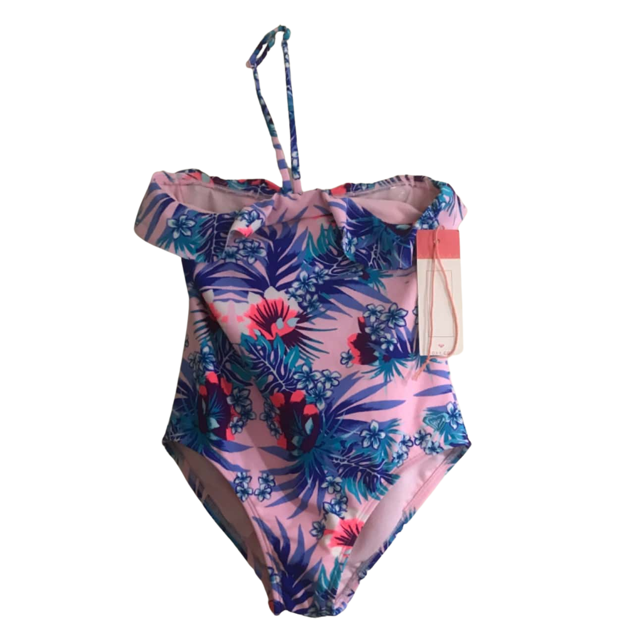 BNWT Roxy Girl Size 12 Floral / Pink Garden Ruffle One Piece Bathers (s)