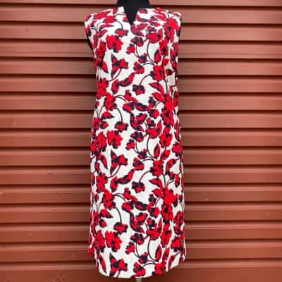David Lawrence Womens Size 14 White/Red/Black Floral 'Esme Shift' Dress  