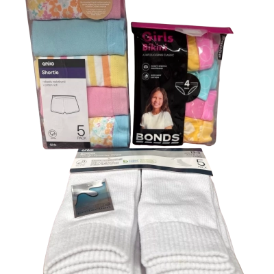  Girls Underwear & Sock bundle NEW STILL IN PACKAGING Sizes 10/12, 12/14 & 13/3  