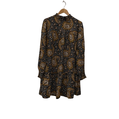 Seed Heritage Womens  Size 14 Pasley Midi Dress Black  / Brown / Pattern 