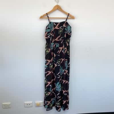 Divine Avenue Black Floral Jumpsuit Size 10 