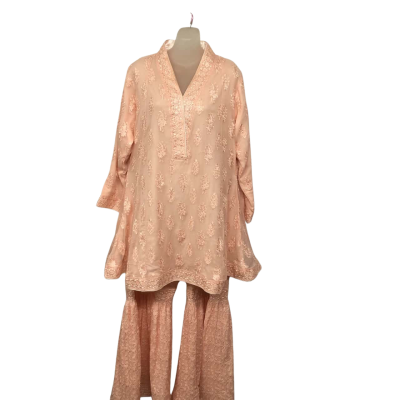  Anarkali /Kurti with Pants/Two Piece Set Womens  Size L Peach 