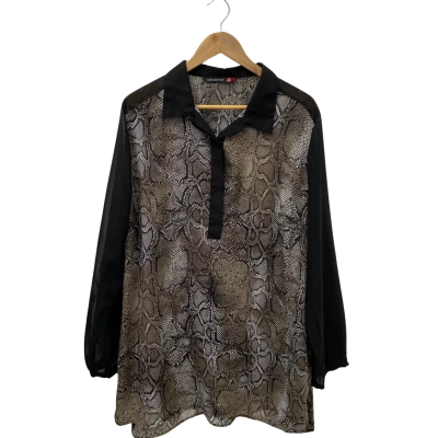  Kate Madison Womens Size 20 Long Sleeve Sheer Top Animal print 