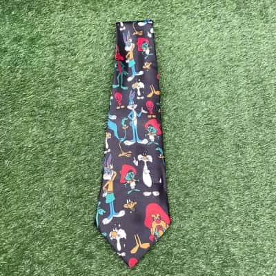 New Old Black Looney Tunes Characters Silk Tie