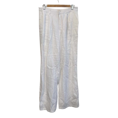 Dissh Womens Linen Size 12 Wide Leg Pants White 