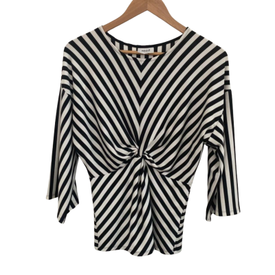 Seed Heritage Womens  Size M Long Sleeve Top Black  / Striped / White 