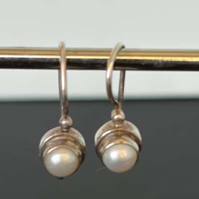 NAJO Sterling Silver & Freshwater Pearl Fixed Wire Drop Earrings