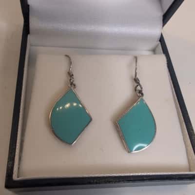  Womens Sterling sliver Earrings Blue 