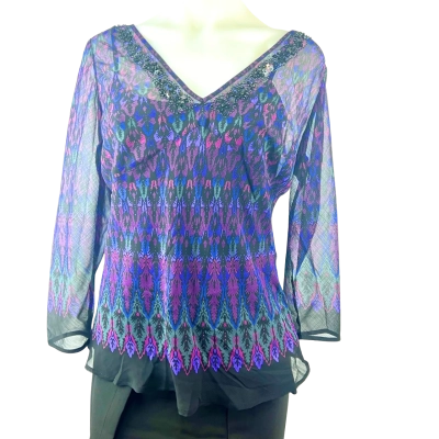 Jane Lamerton Womens  Size 12 Blouse Floral / Purple 
