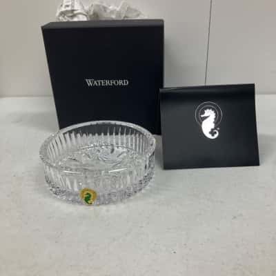 Waterford Cut Crystal Best Wishes Wine Bottle Coaster Small Bowl 