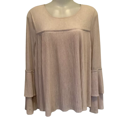 Witchery   Long Sleeve Pleated Top.   Pinky Beige.  Size L 