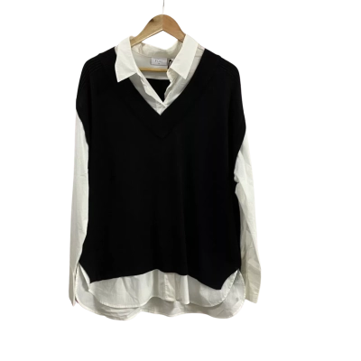 Foil Clothing Womens  Size XL Knit Happens Sweater Black/White
