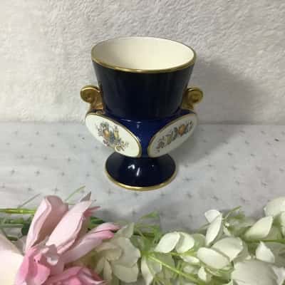 Vintage Carlton Ware Cobalt Blue Urn Vase with 4 Panel Fruit Pattern 