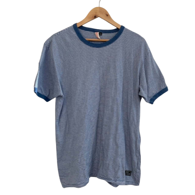 Deus Ex Machina Mens Size XXL Blue Striped T-Shirt