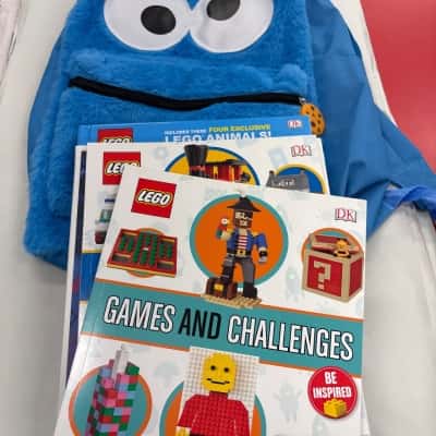 Kids books and backpack bundle 