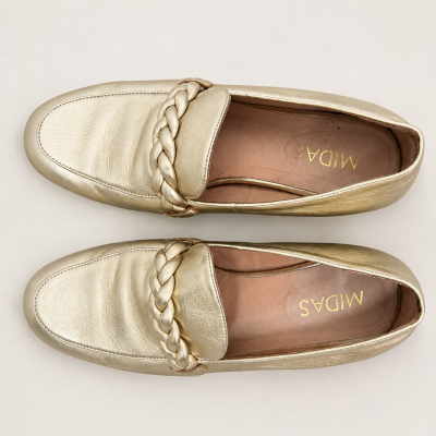Midas Ginsia-Mi Gold Leather Loafers – Size 38