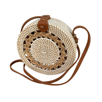 Womens Rattan Cross Body Bag Brown / White 