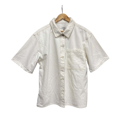 ENA PELLY Womens  Size 10 Denim Shirt White 