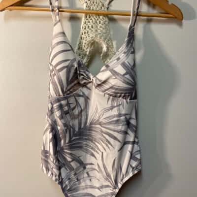 Rip Curl Womens  Size 10 Onepiece Bathers Grey / Off White 