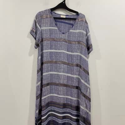 Lula Soul Womens  Size M Casual Dress Blue / Pattern / Silver / White 