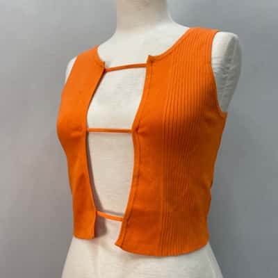 Christopher Esber Womens  Size L Cropped Top Carrot Orange 