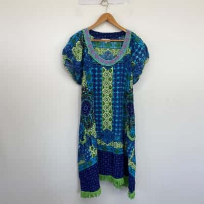 Naudic Blue Pattern SHort SLeeve Mini Dress  Size XL 