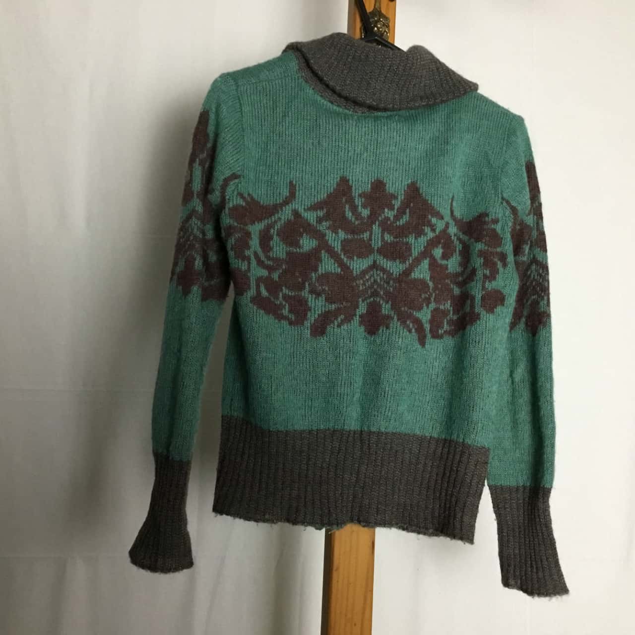 Sportsgirl Green Patterned Jumper Size L(s)