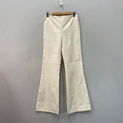 Forever New Womens  Size 8 Flared Pants Cream 