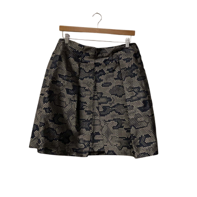 Veronica Maine Womens  Size 12 Midi Skirt Gold / Navy Blue / Pattern 