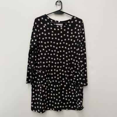 Boom Shankar Star Print Long Sleeve Tunic Dress - Size 12 