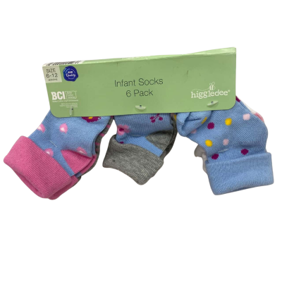Higgledee Baby Size 6-12m Socks 6 Packs Multicoloured BNWT