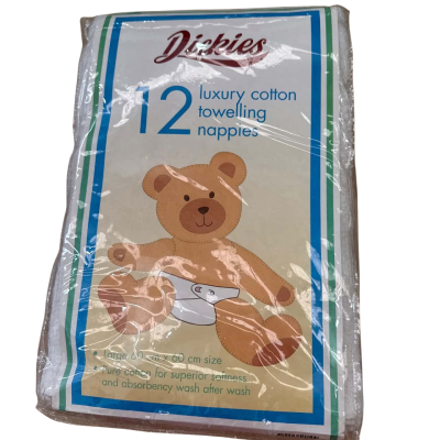 Dickies 12 Luxury Cotton Towelling Nappier 60cm x60cm size 