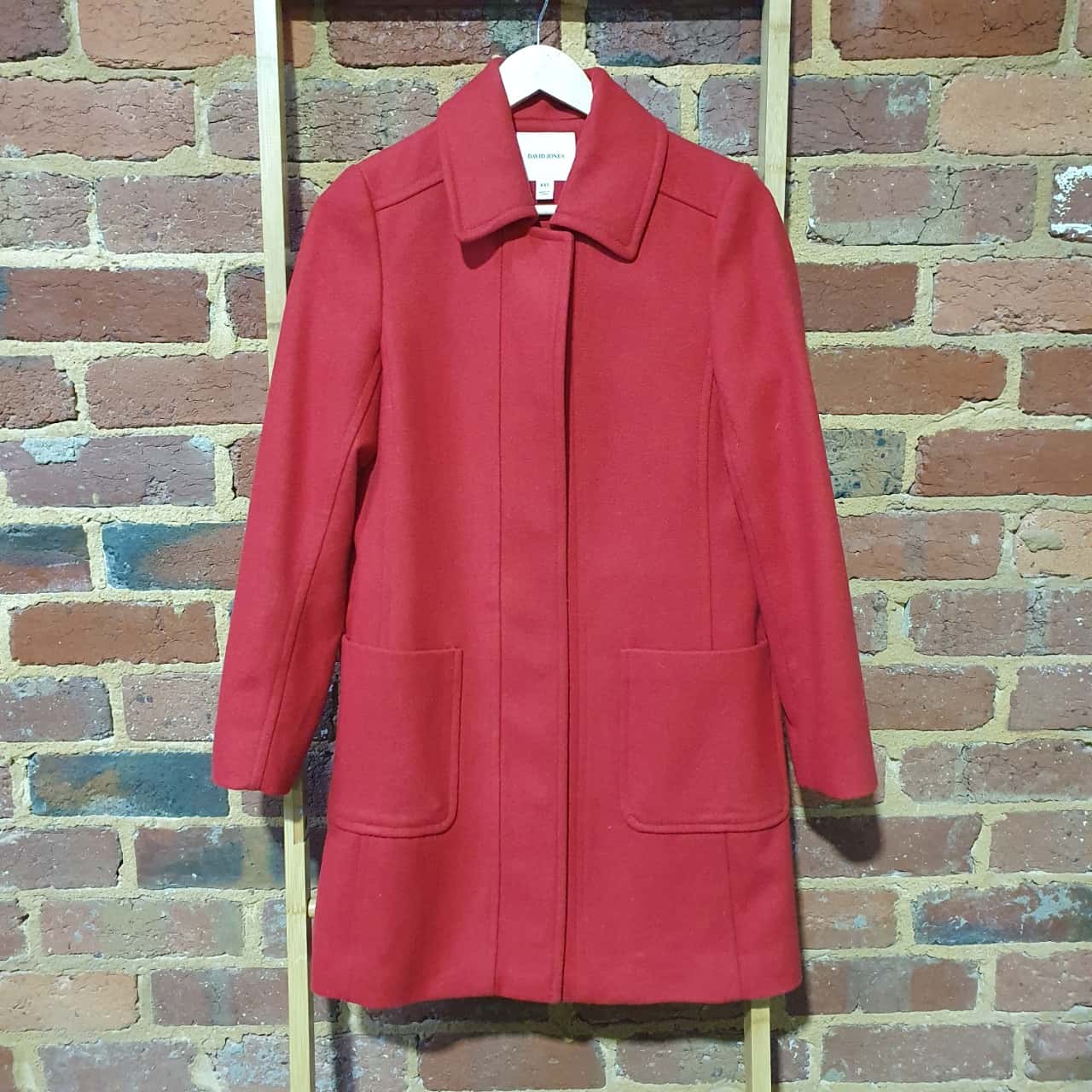 David Jones Size XXS Red Wool Blend Coat(s)