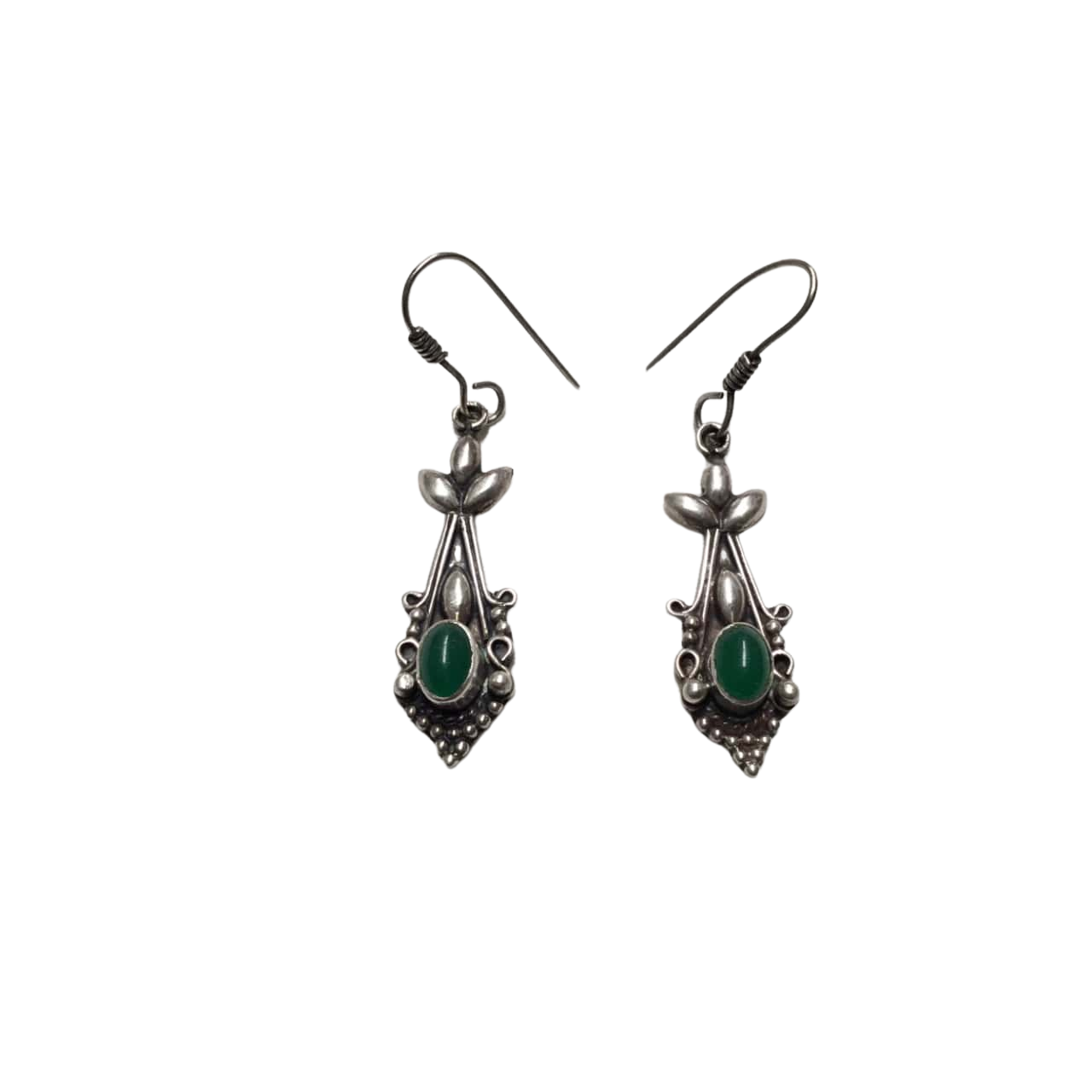 925 Silver Vintage Earrings With Emeralds